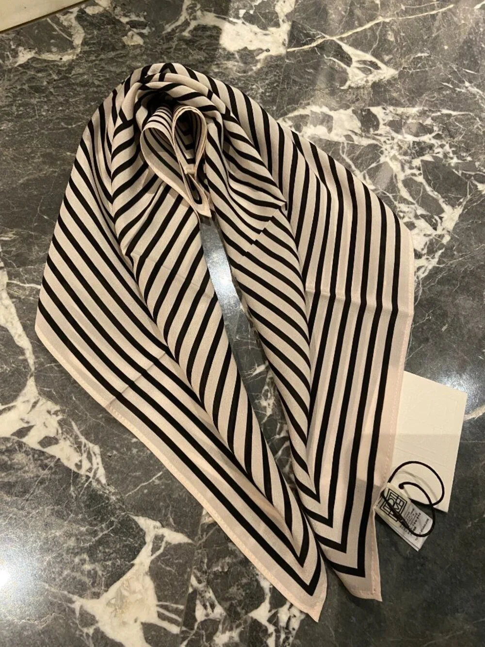 TOTEME Black White Striped Square Scarf